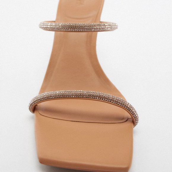 New with Minor Flaw – ZARA Rhinestone Strap High Heel Sandals | Fits US 7 / 7.5 - Picture 4 of 13